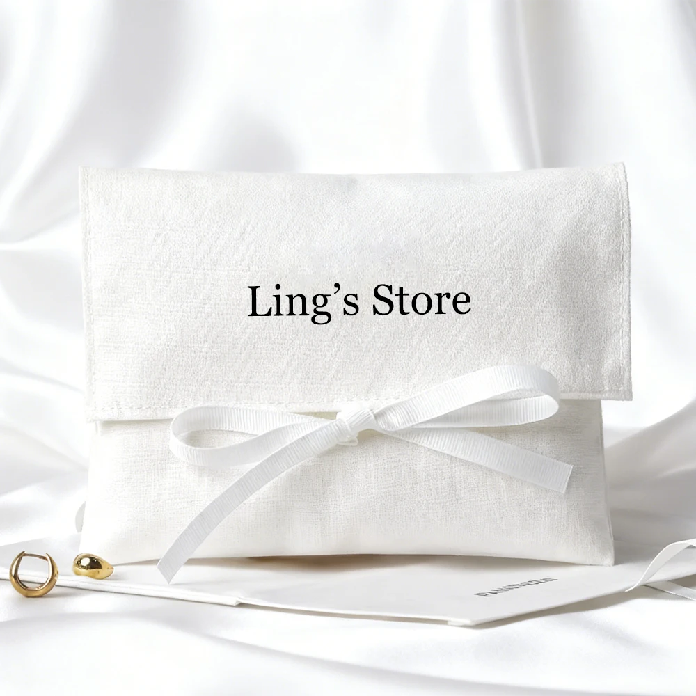 100 Stück personalisierte weiße Baumwoll-Umschlagtaschen mit Logo für Parfüm, Kosmetik, Schmuck, Süßigkeiten, einfache Aufbewahrung, Organizer, Hochzeitsgeschenkbeutel – Detail 4