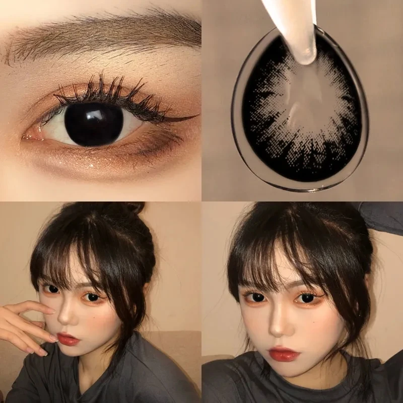 Myopia Contact Lenses Big Black Eyes Cosmetic Contacts Lenses Beautiful Yearly Colored Contact natural Lenses for eyes 2pcs/Pair