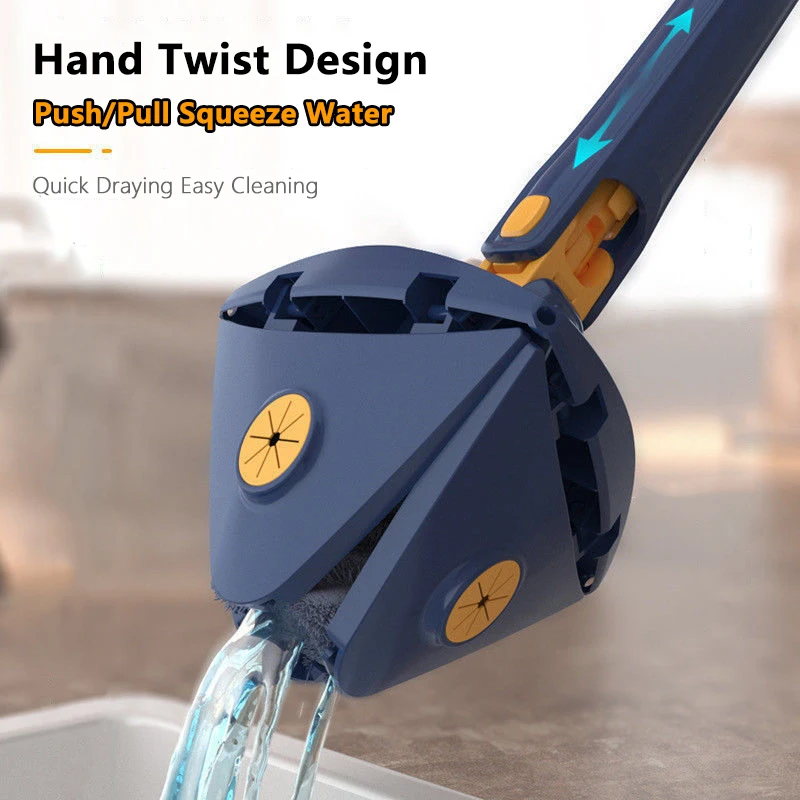 Triangle 360 Cleaning Mop Telescopic Household Ceiling Cleaning Brush Tool Self-draining To Clean Tiles and Walls