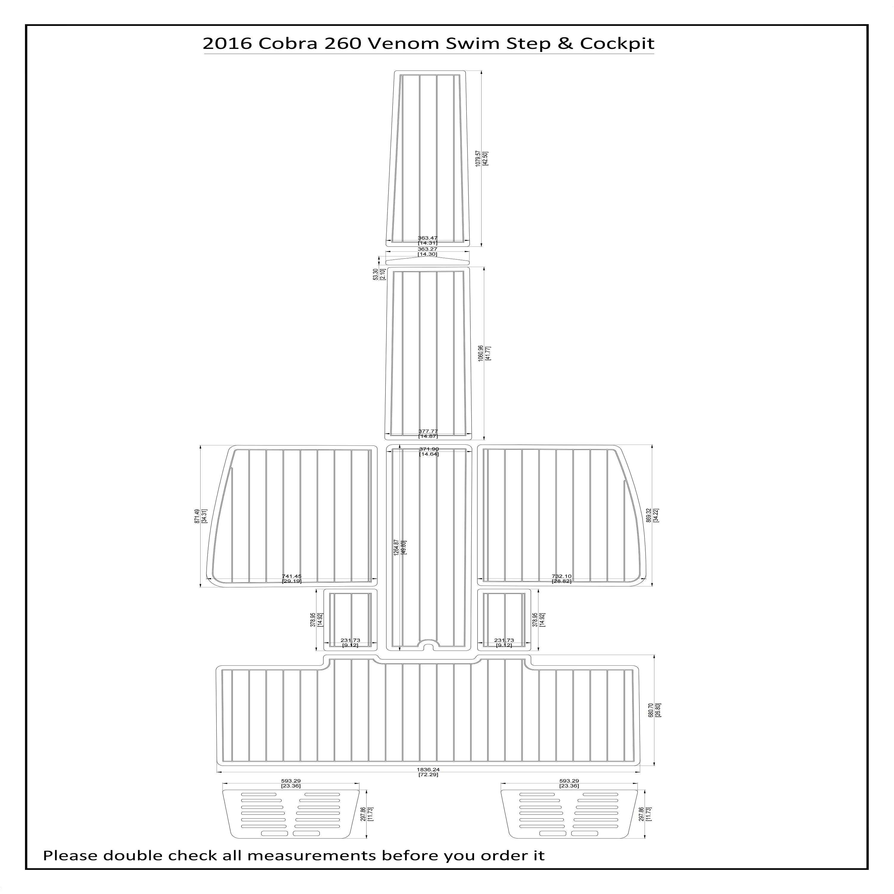 

2016 Cobra 260 Venom Swim Step Cockpit Boat EVA Faux Teak Deck Floor Pad