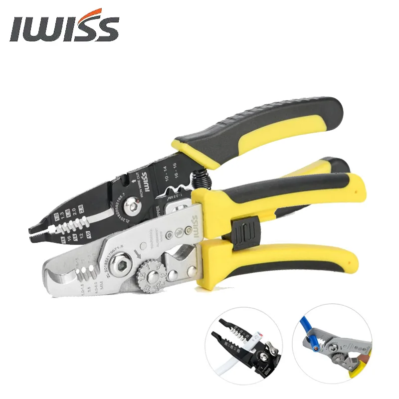 

IWISS IWS-085 IWS-084 One-handed Wire Stripping and Cutting Multi-Tool Strips AWG18-3 Wires brings accurate jacket removal
