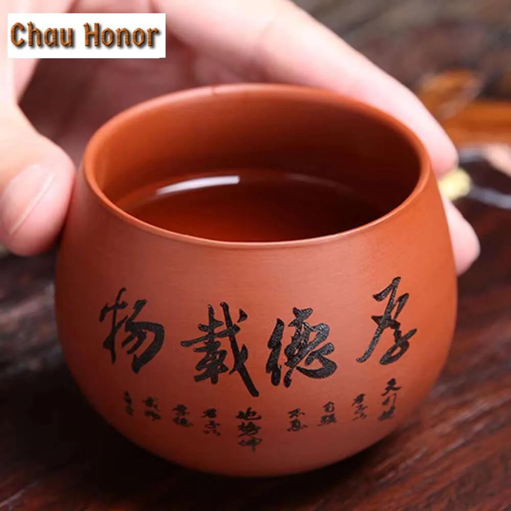 6pc/lot Chinese Purple Clay Teacup Purple Sand Teacup Large Master Cup Mug Kung Fu Teaset Ore Personalized Zisha Teaset Gift Box