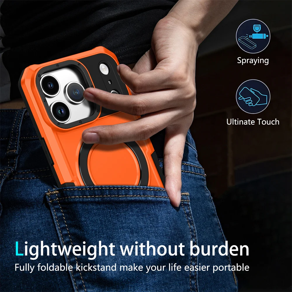 Luxury Anti-Slip Magnetic Stand Phone Case with Double Layer Shockproof Protection