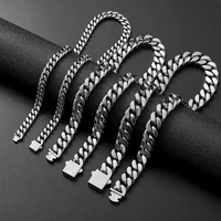 316 Stainless Steel Plated 18k Gold Fashion 8.10.12mm Encrypted Cuban Chain Rap Hip Hop Men Women Bracelet Necklace Accessories 1