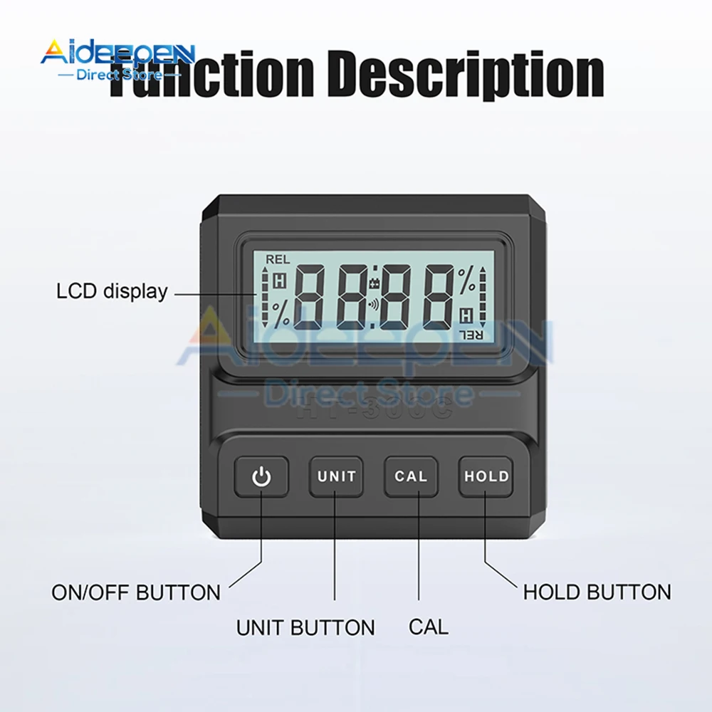 LCD Digital Angle Gauge HT-300C Magnetic Protractor Inclinometer Level Angle Finder Cube Level Box With Magnes