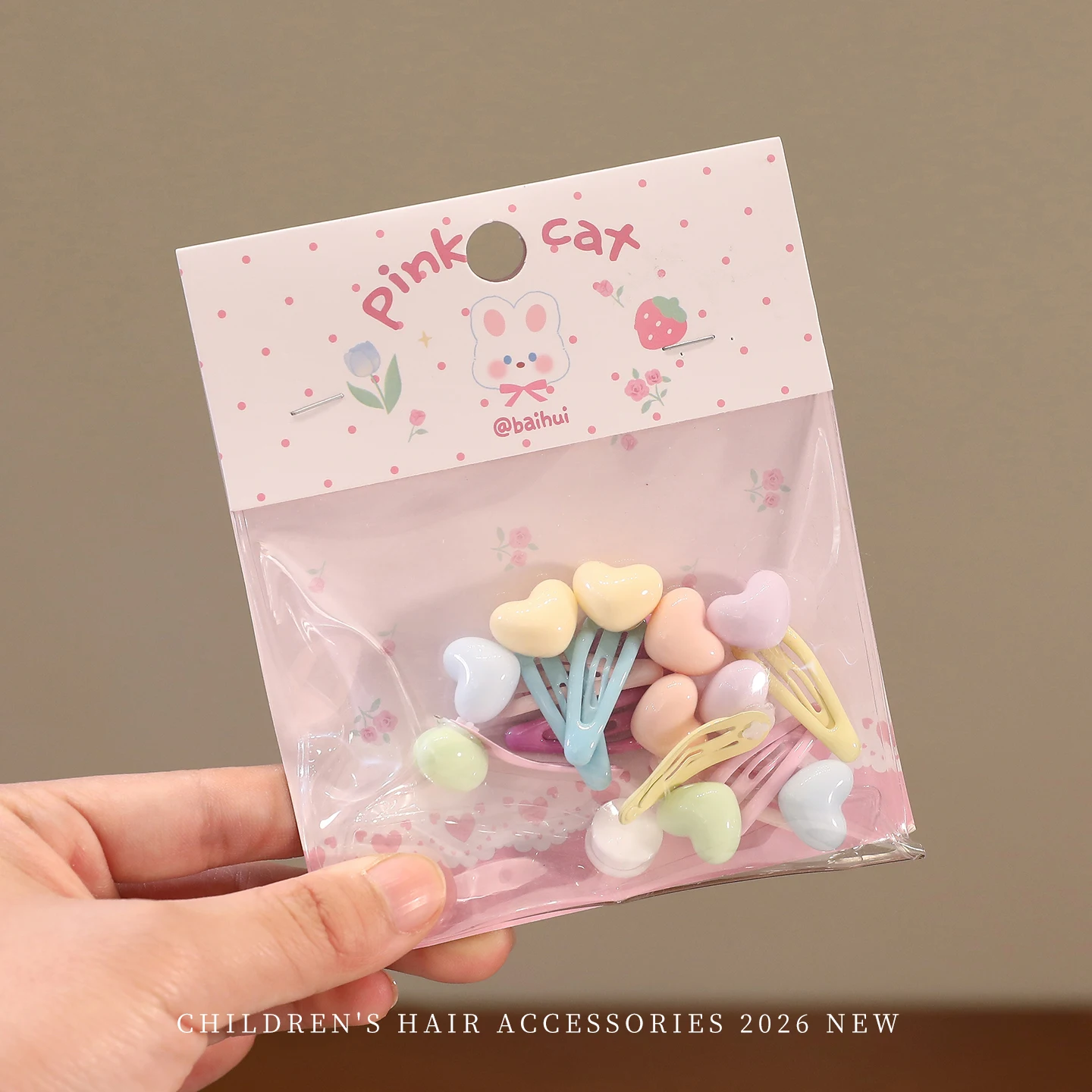 10 Stück/Set Haarspangen-Set Kawaii Herz Blume Perlen Schnappspangen Starker Halt Keine Haarschädigung Haaraccessoires für Mädchen Kleinkinder Kinder – Detail 5