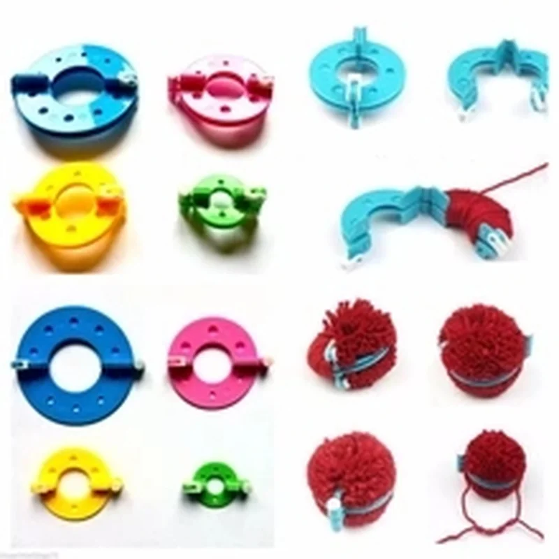 8PCS 4 Sizes Fluff Ball Weaver PomPom Maker Knitting Loom Kit Kids DIY Diy Craft Supplies