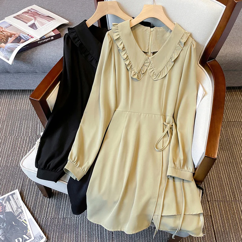 

Spring Autumn Dresses For Women Fashion V Neck Dress Long Sleeve Elegant Midi Robe Female Plus Size Slim Clothes Party Vestidos