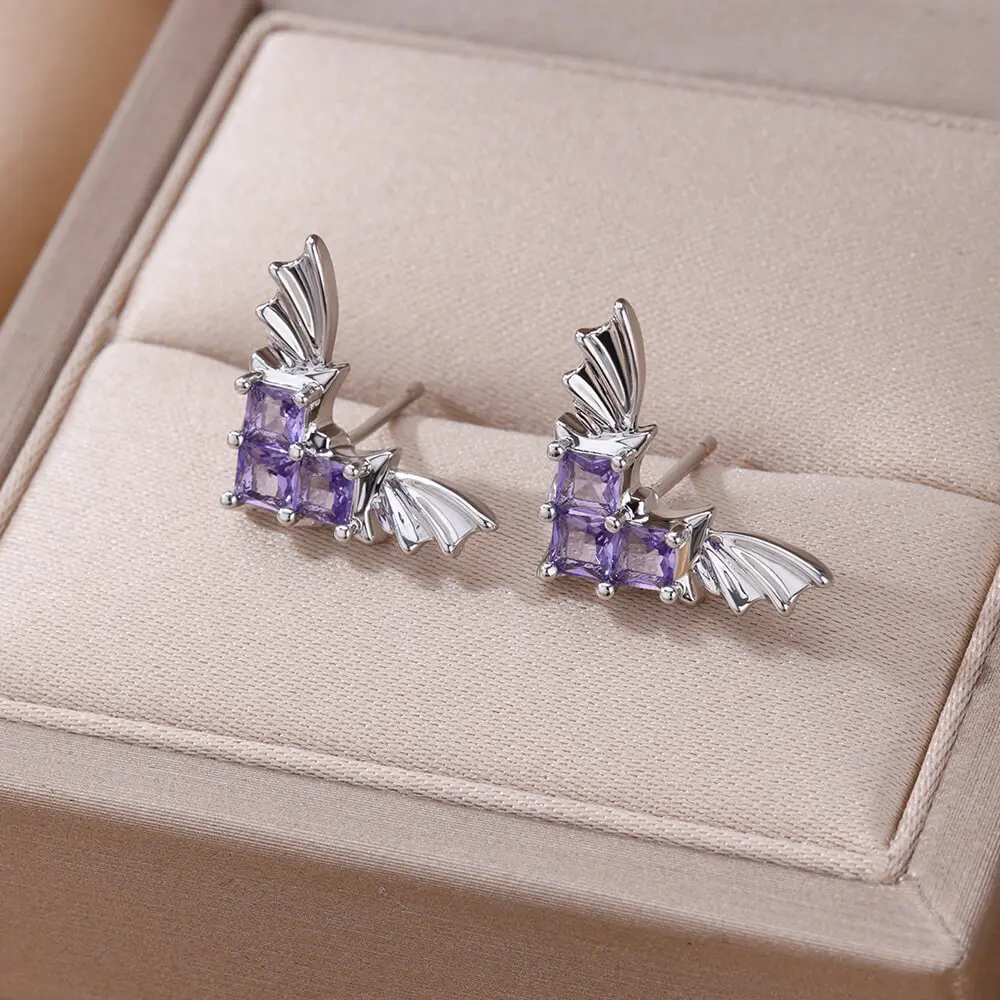 Zircon Earrings For Women Gold Color Stainless Steel Earring Aesthetic