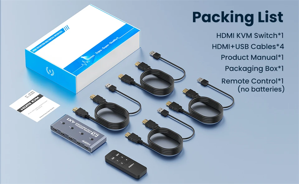 2K 120Hz 4X1 HDMI KVM Switcher 4 Port 4K USB HDMI KVM 4 PC Switch 144Hz Docking