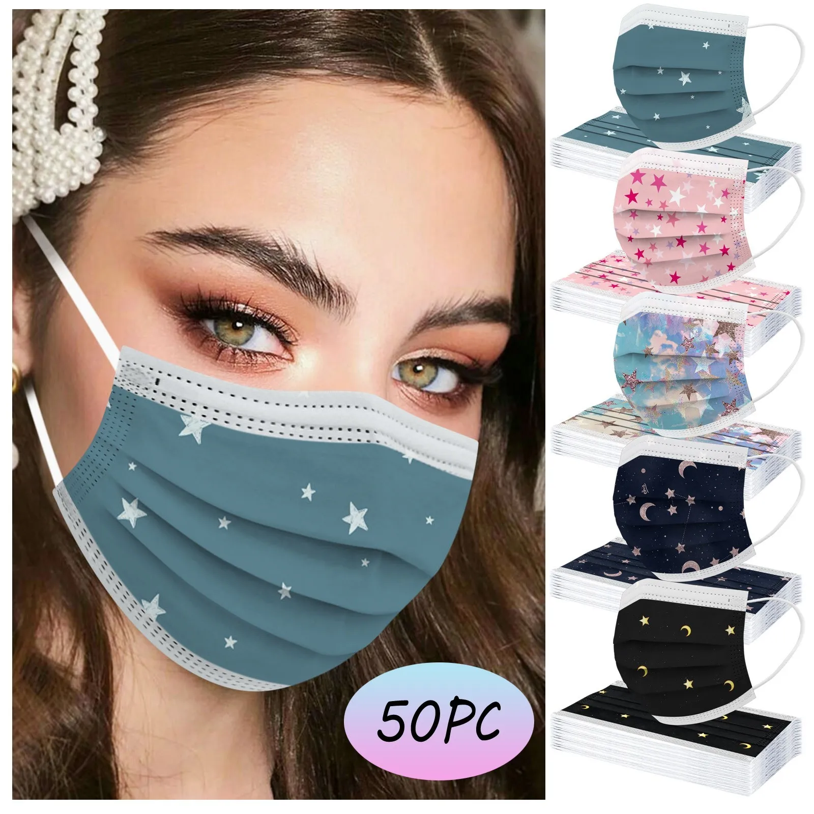 

Adult Women Man Disposable Face Mask Industrial 3ply Ear Loop 50pc Disposable Face Mask Mouth Cover 마스크 маски マスク가면 маска