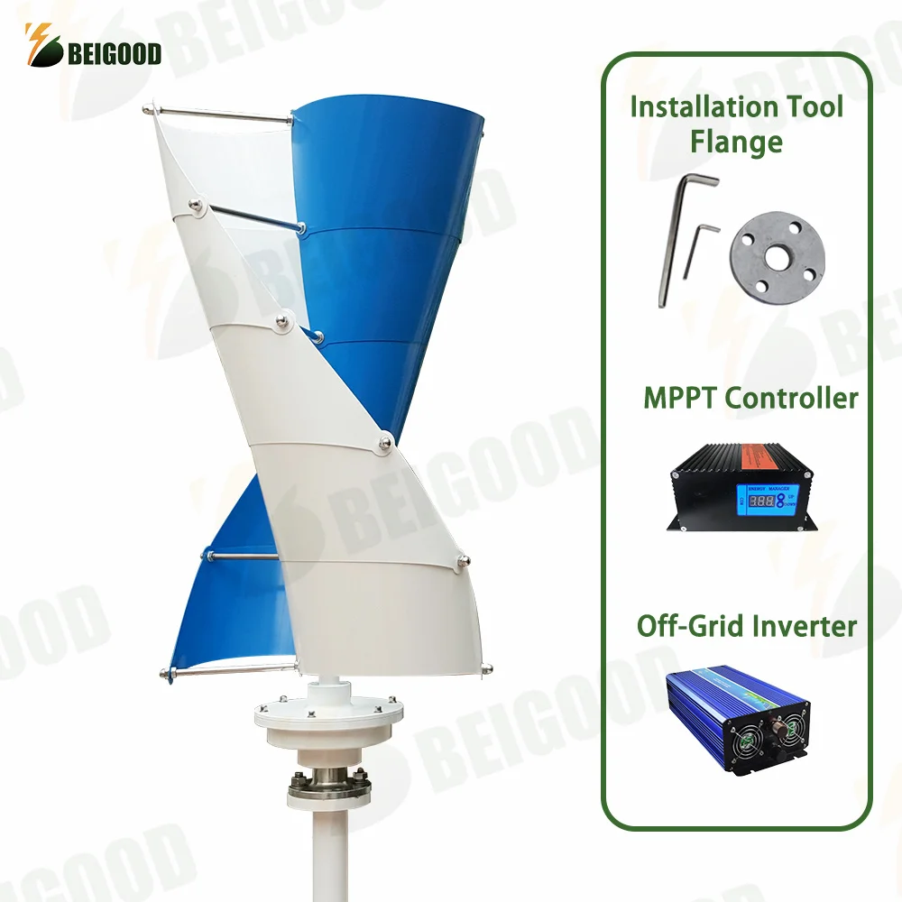 Gerador de Turbina Eólica Vertical Moinhos Alternativos de Energia Livre com Controlador Híbrido MPPT para 10kW, 12V 24V