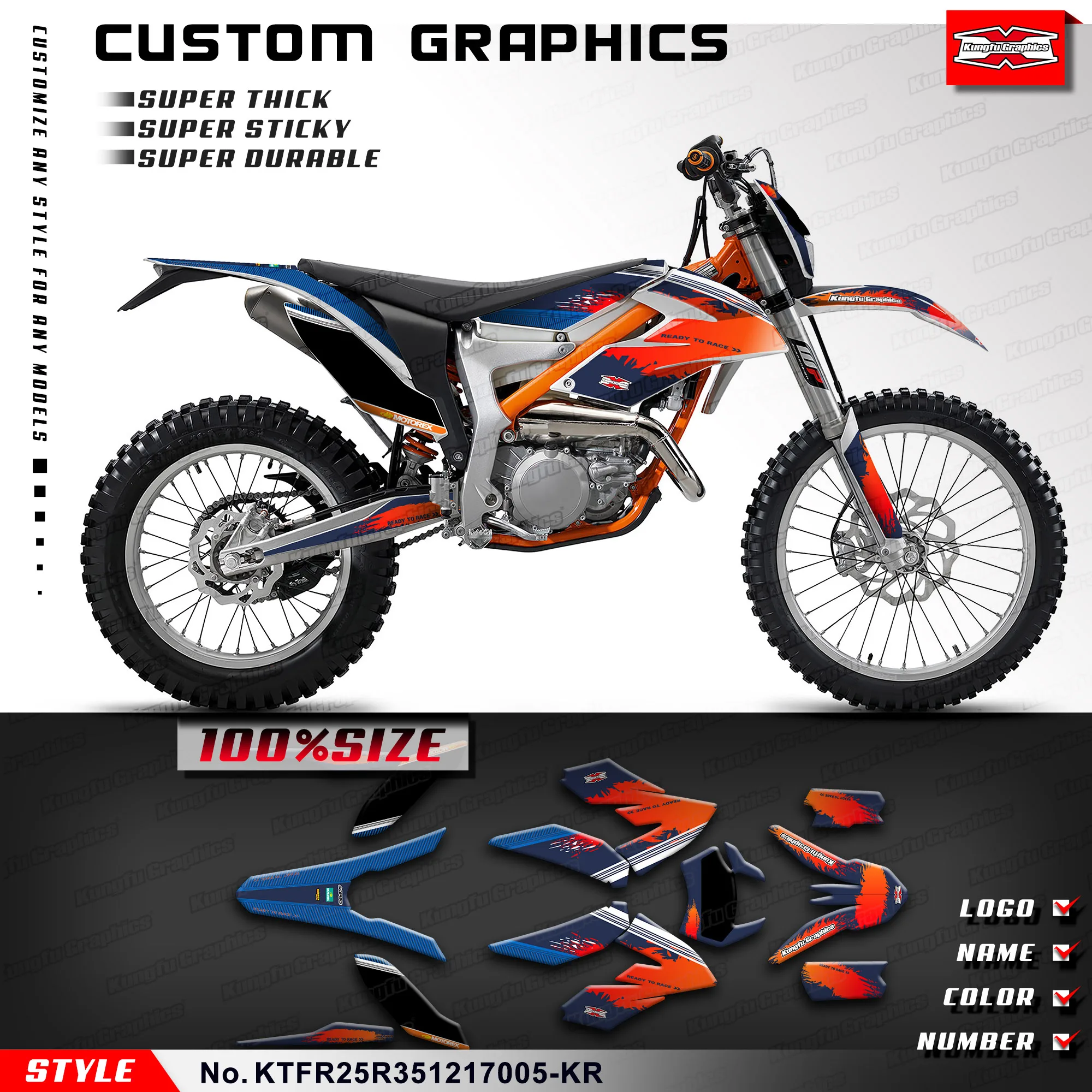 

KUNGFU, графические водонепроницаемые наклейки, виниловые наклейки для KTM Freeride 250 350 2012 2013 2014 2016, KTFR25R351217005-KR