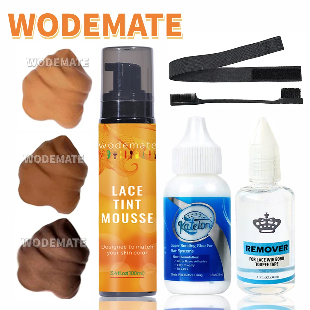 

WODEMATE 5pcs/Lot Wig Tint Spray for Frontal Hairpiece Waterproof Lace Front Wig Glue Strong Hold Hair Bonding Glue and Remover