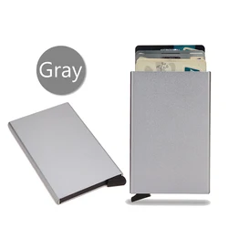 Sleek RFID-Blocking Minimalist Wallet - Slim Metal Card Holder in Black (Gray)