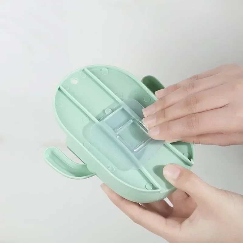 Wall Self-adhesive Toothbrush Holder Drain Shelf Household Cactus Storage Rack Shaver Organizer Bathroom Accessories 1pc