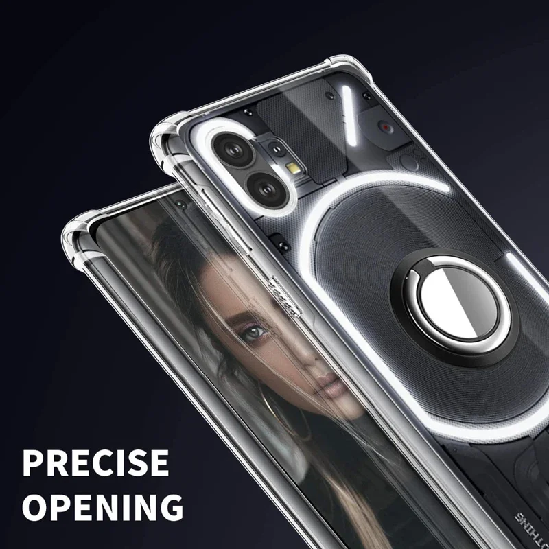 Magnetic Ring Stand Holder Case - Transparent Airbag Soft TPU Shockproof Cover
