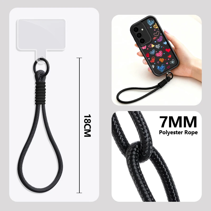 Colorful Hearts Print Lanyard Phone Case Cover