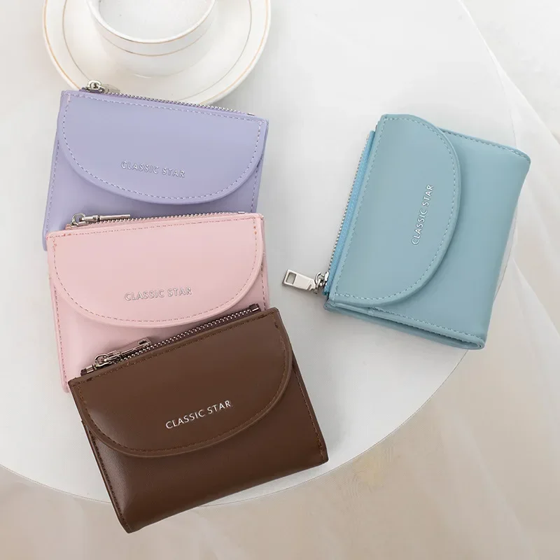 

Wallet Short Korean Version of Ins Student Coin Wallet Solid Color Simple Small Wallet Large Capacity Card Card Bag