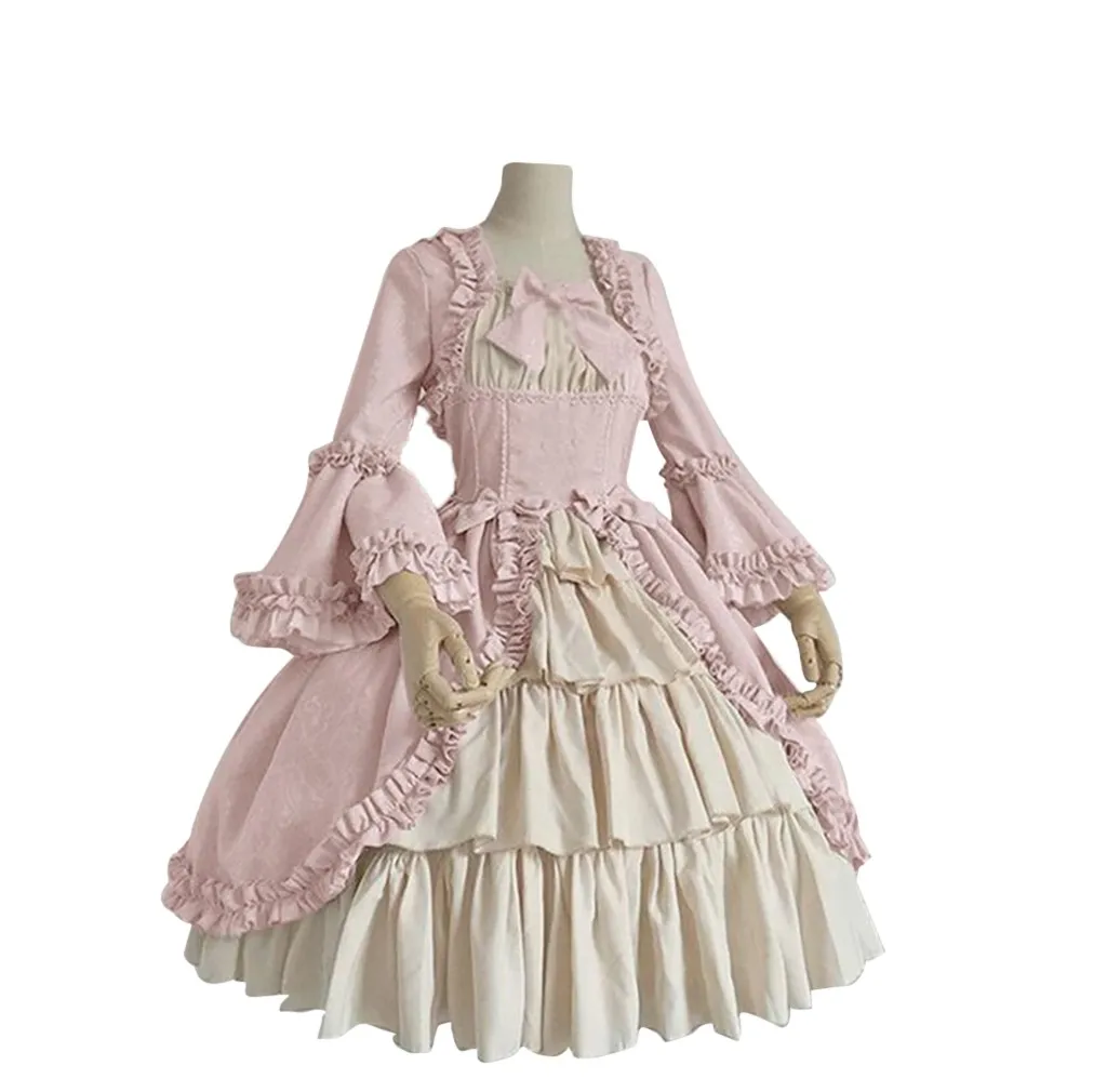 Vintage Palace Lolita Dress Women Sweet Princess Square Collar Lace Bowknot High Waist Long Victorian Gothic Dress Girl lolita dress,lolita cosplay costumes