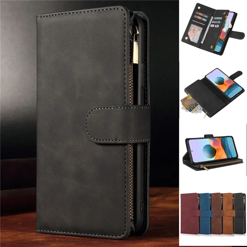 Premium Flip Leather Phone Case with Zipper Wallet and Card Holder