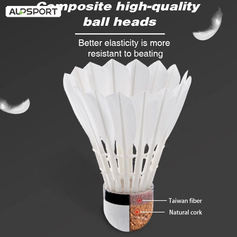 Alpsport 303 badminton shuttlecock badminton ball feather shuttlecock 3/6/9 tubes White Goose Feather Badminton Training ball Smooth Speed Outdoor Sports Equipment Shuttlecock