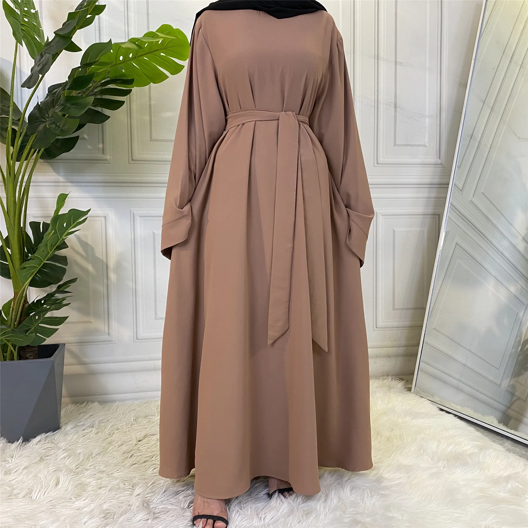 Sale Muslim Women Islamic Abaya Long Sleeve Maxi Dress Formal Party Jilbab  Dubai Gown In Nida Fabric With Work Hijab - MS CREATION - 3528492