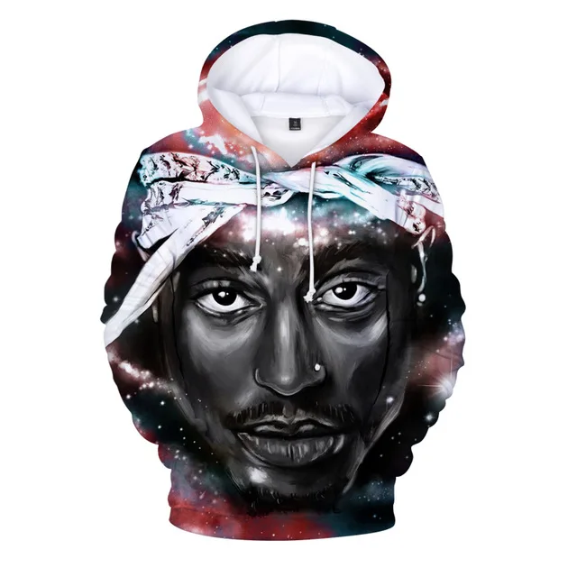 

2pac Print Hoodies for Men Fashion 3D Pattern New in Sweatshirts Hip Hop Harajuku Oversized Pullover Tops S-7XL Women Sweatshirt