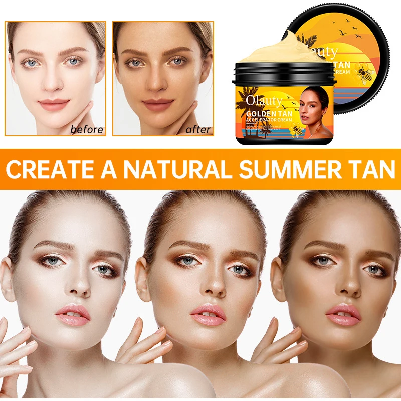 Body Tanning Cream Natural Tan Premium Shiny Brown Sunbeds Effective Sun Absorb Sunlight Essence Accelerator Cream 40/80g