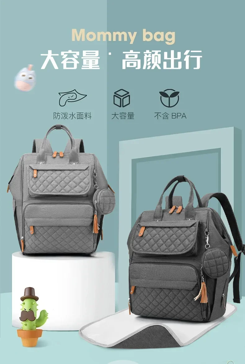 Milk Bottle Diaper Multi Compartment Maternal Christmas Large Capacity Mommy Bag Multi Functional Portable Mom Storage Backpack