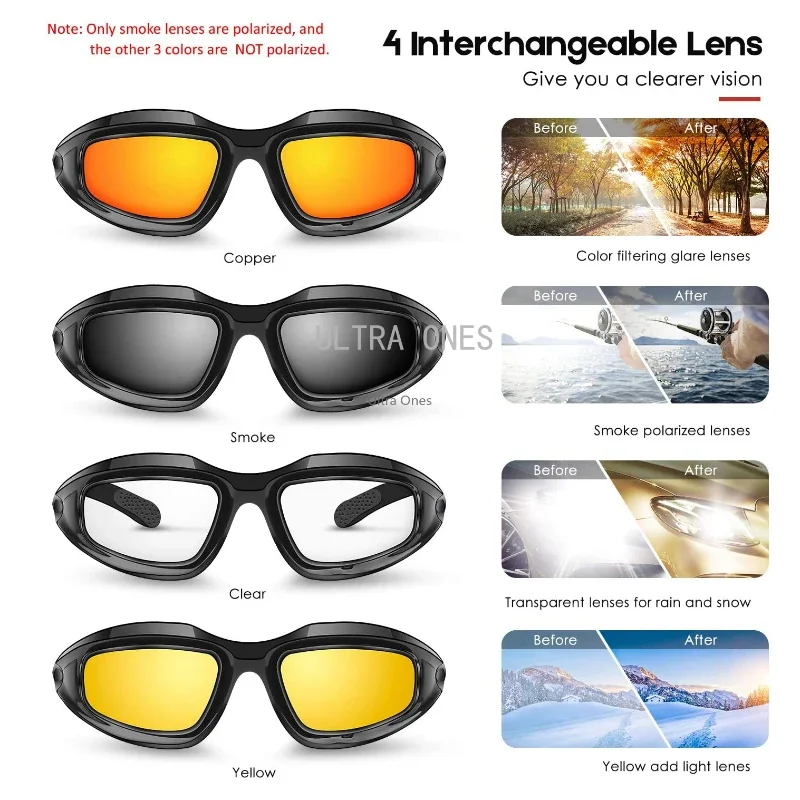 Polarized Tactical Glasses Airsoft Paintball Shooting Goggles Outdoor Hiking Protective Sunglasses 4 Lens