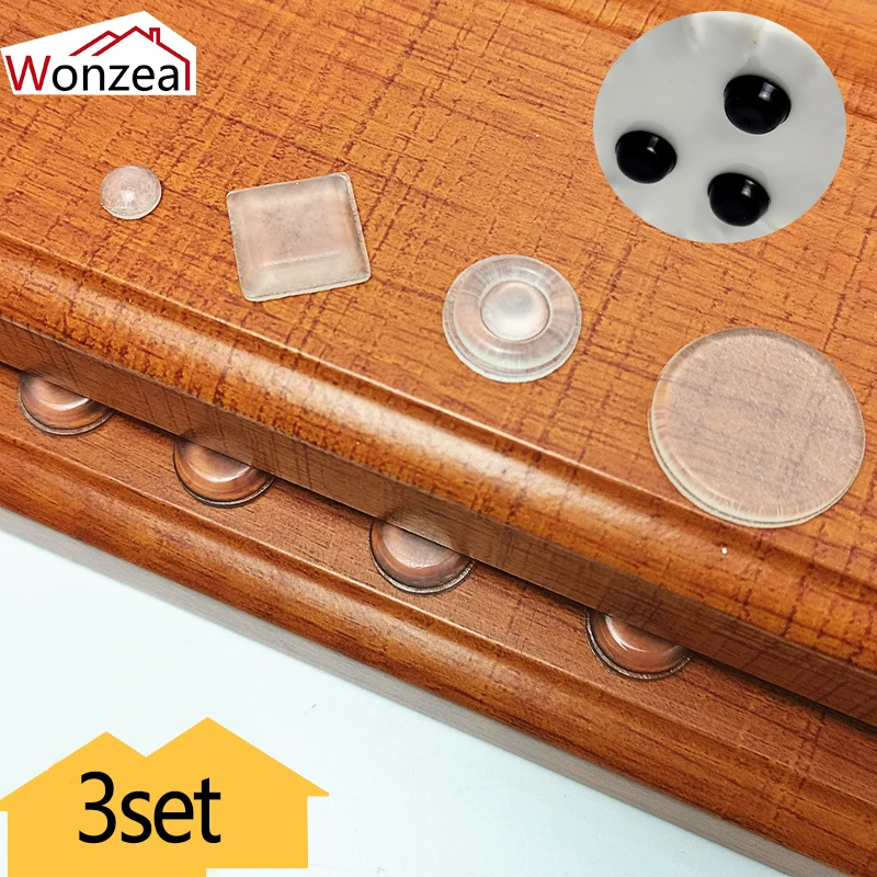 3 Sets Transparent Self Adhesive Rubber Damper Buffer Cabinet Bumpers Silicone Furniture Pads Cushion Protective Hardware Pads