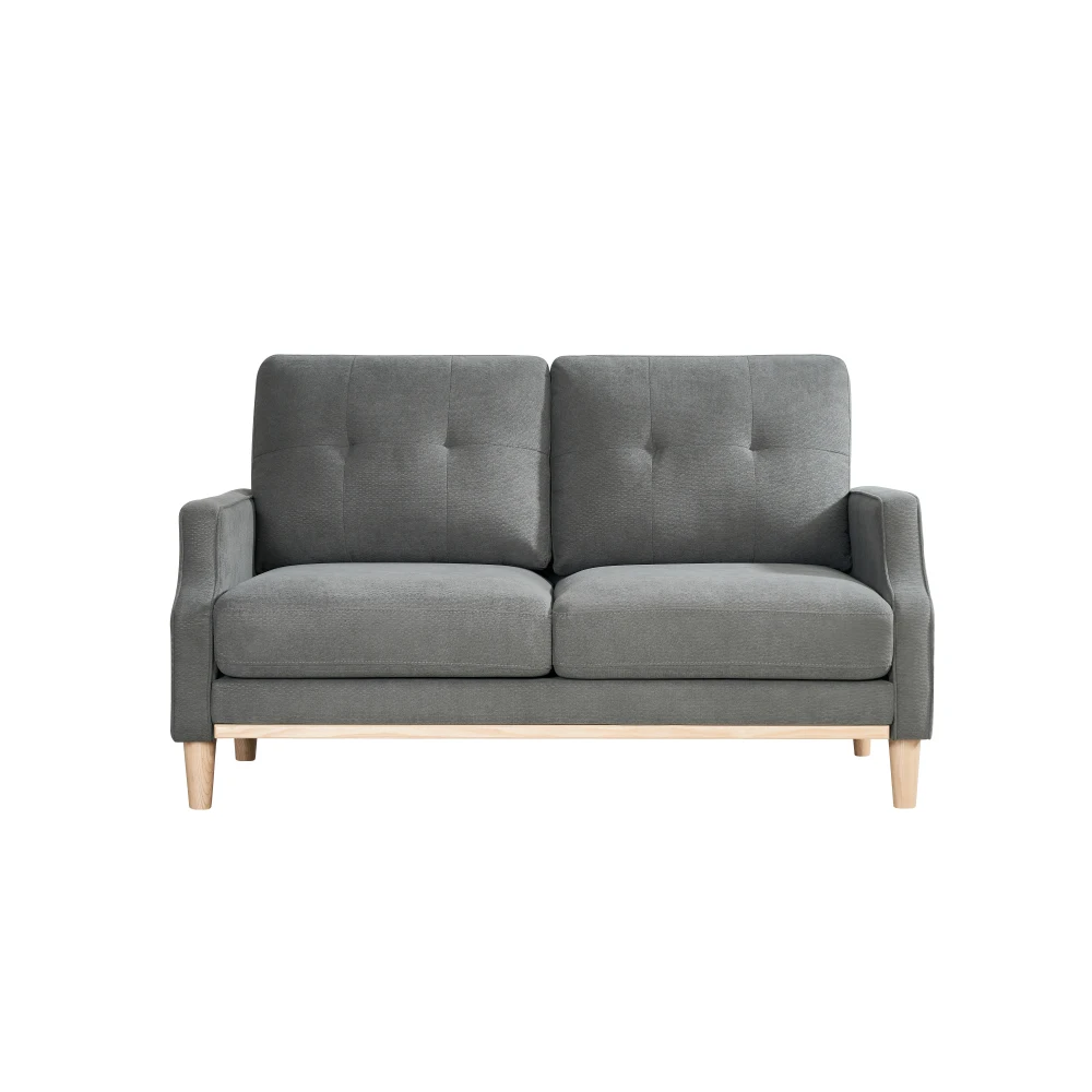 Stoff-Zweisitzer-Sofa mit USB-Ladeanschluss, Dicken Kissen und Massivholzbeinen - Kompaktes 2-Sitzer-Sofa für Kleine Wohnungen – Detail 9