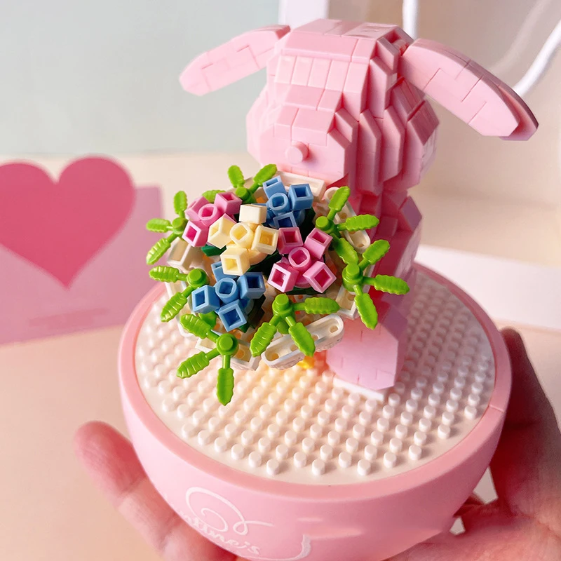 

Городской креативный стакан с кроликом, настольное украшение, декомпрессионные микро строительные блоки, кирпичи, игрушки, рождественские подарки