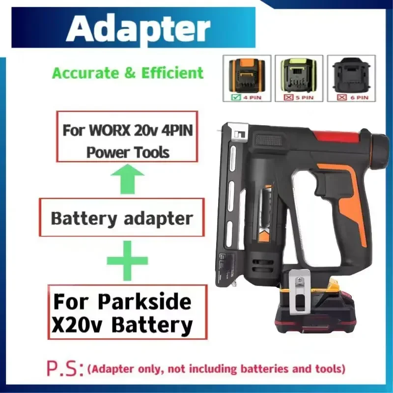 Electric Drill Accessories For Lidl Parkside X20V Li-ion Battery Convert To For Worx  20V Lithium Battery Power Tools Converter battery adapter for worx 18 20v li ion battery convert to for dewalt 18v power tools not include tools and battery