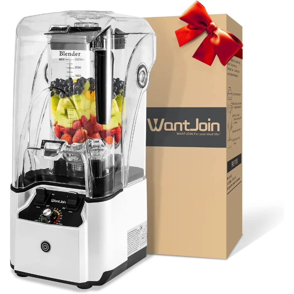 

Commercial Professional Blender With Shield Quiet Sound Enclosure 2200W Industries Strong and Quiet Professional Blender (White)