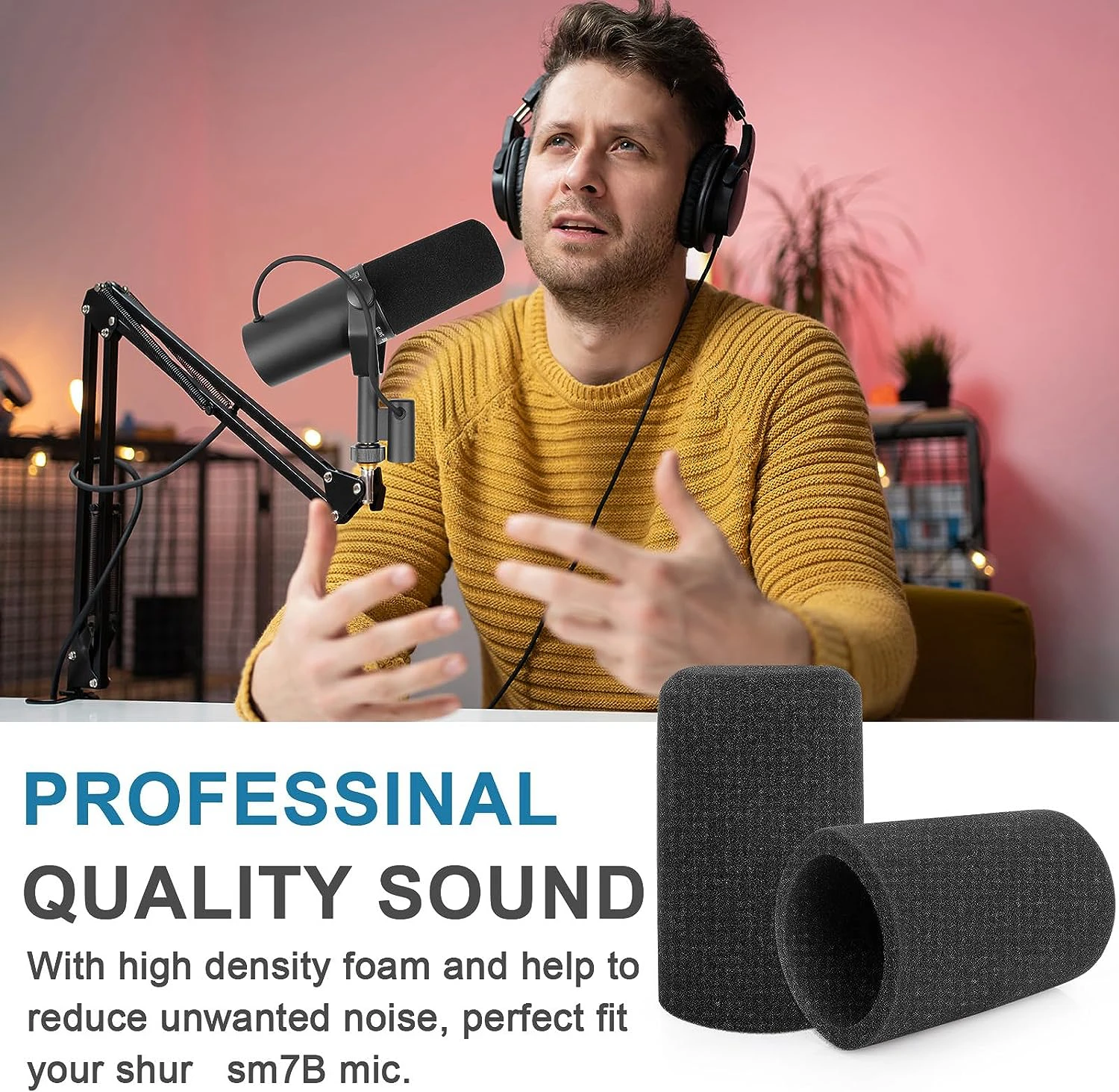 Microphone Windscreen microphone cover microphone accessories microphone windscreen microphone pop filter Windscreen For Shure SM7B Microphone Pop Filter Cover Professional Noise Reduction Sponge Foam Replacement For SM7B Mic