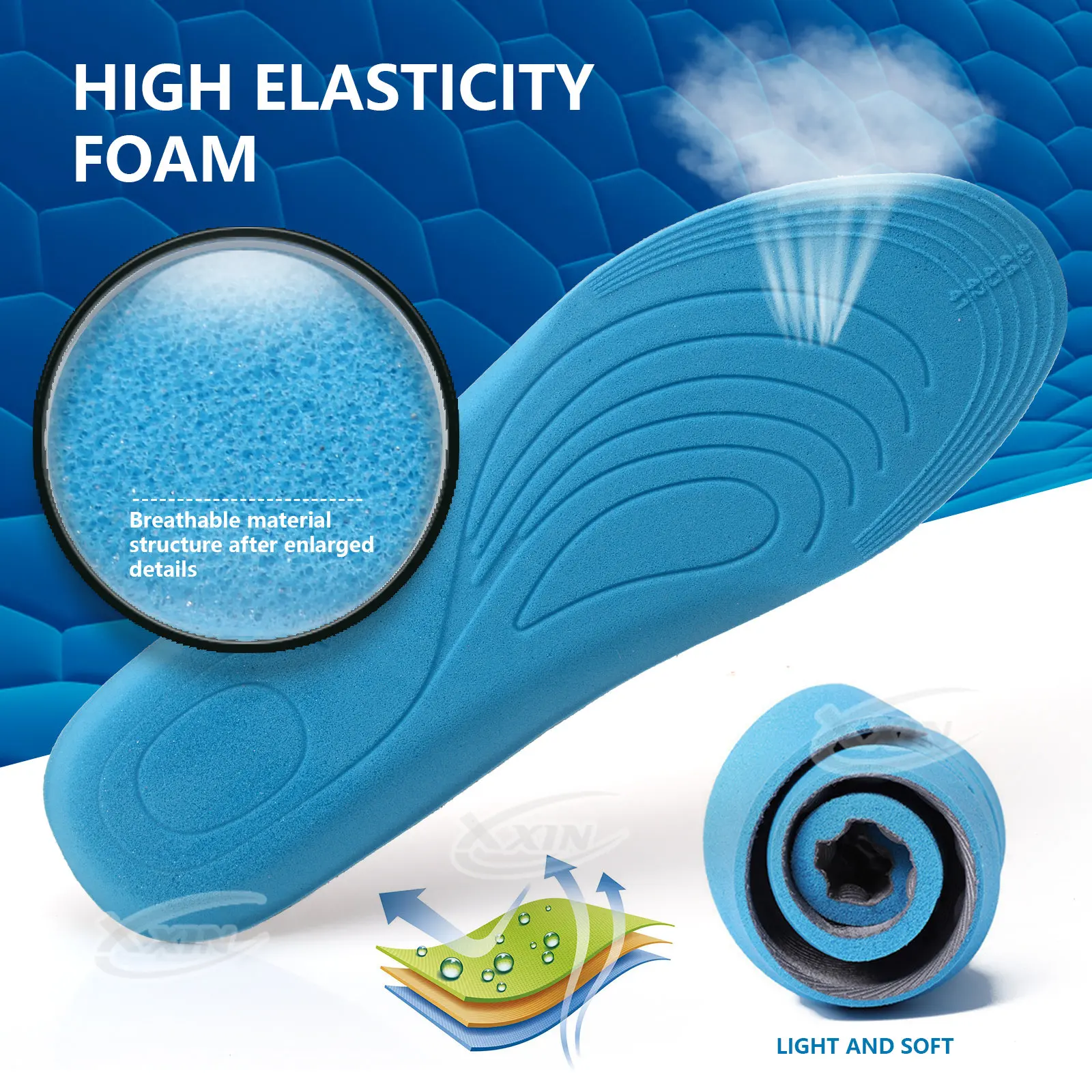 Shock Absorbing Insoles for Men, Full Length Massage Cushion Insoles Boot Replacement Inserts Shoe