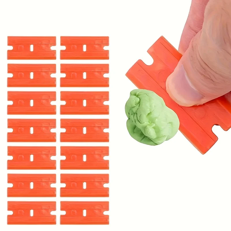 100Pcs 플라스틱 면도날 라벨 접착제 스티커 제거를위한 내구성있는 스크레이퍼 블레이드 유리 자동차 바닥 청소를위한 비닐 필름 제거용 데칼 비닐 필름