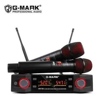 무선 마이크 G-MARK EW100 전문 UHF 노래방 핸드헬드 마이크, 주파수 조절 가능, 파티 쇼 무대 결혼식용, 50m
