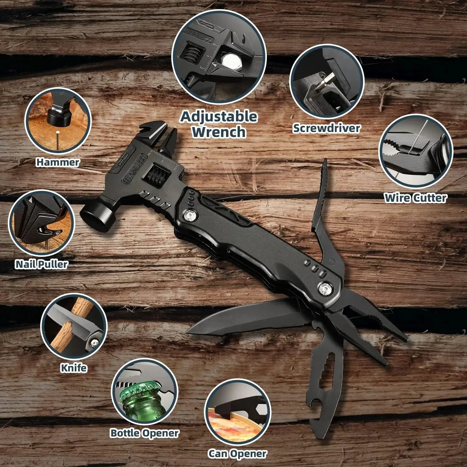 BIESUO Multi Functional Adjustable Open-end Wrench Combination Universal Folding Pliers EDC Tool 2