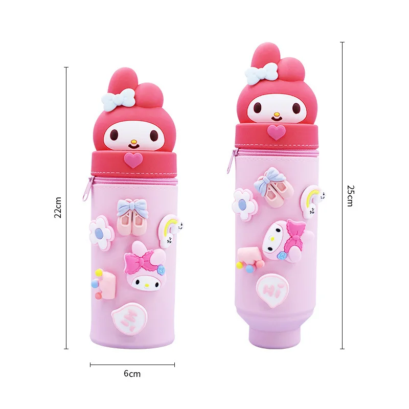 New Sanrio MyMelody Kuromi Cartoon Silicone Folding Dual purpose Pen Holder Pen Box Office Stationery Storage Device pencil case,pen holder,desk organizer,pen and brush holder,desk storage rack