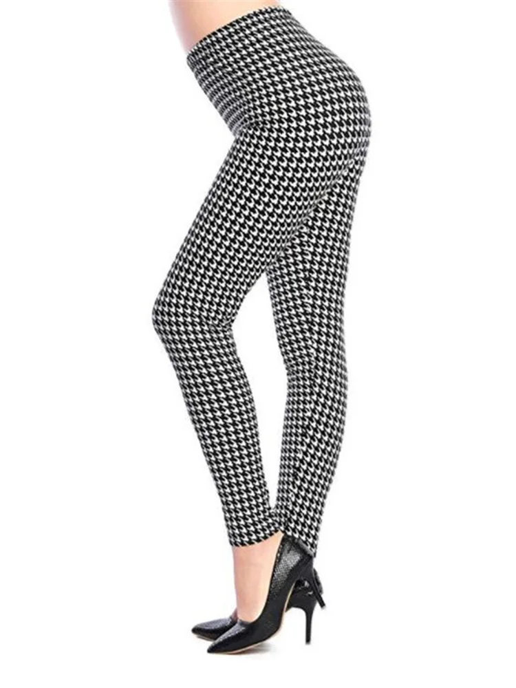 CUHAKCI Graffiti Leggings Floral Patterned Print Leggins For Women Leggings Houndstooth Sale Elastic Design Vintage Leggins W056 3