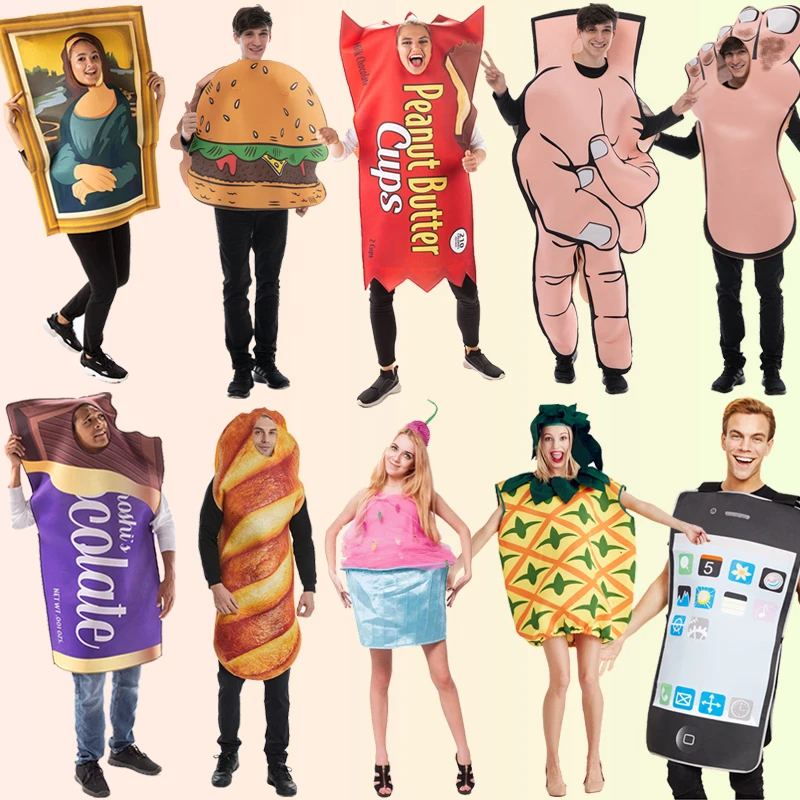 

Carnival Party Funny Food Cosplay Halloween Costume For Adult Christmas Family Fancy Dress Hot Dog Pizza Holiday Outfits Kids