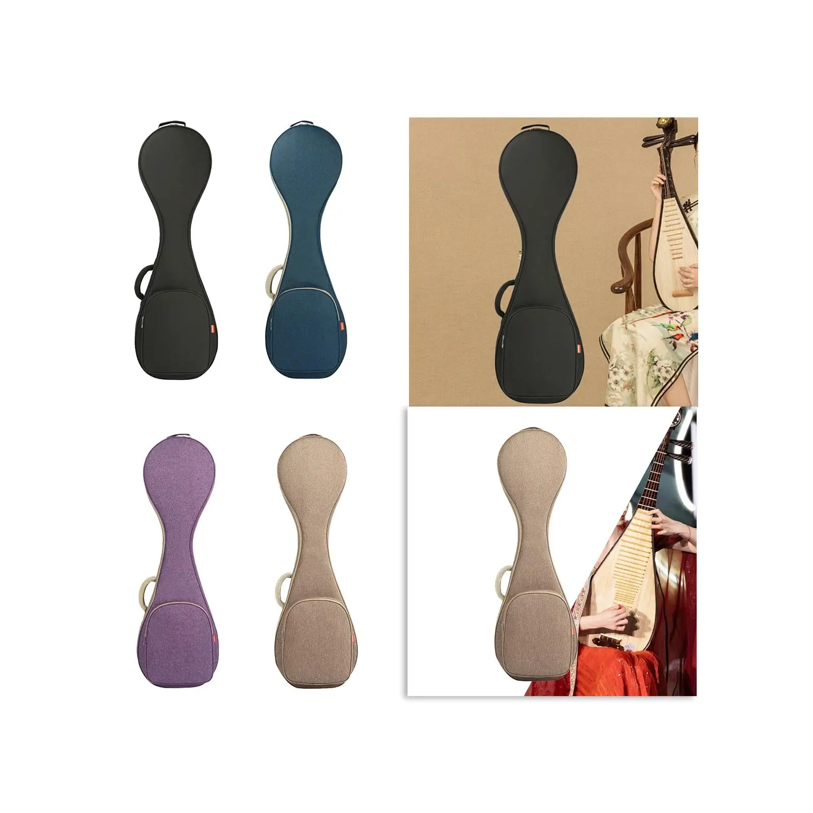 Chinese Lute Instrument Bag Shockproof Thick Oxford Cloth Pipa Carrying Case