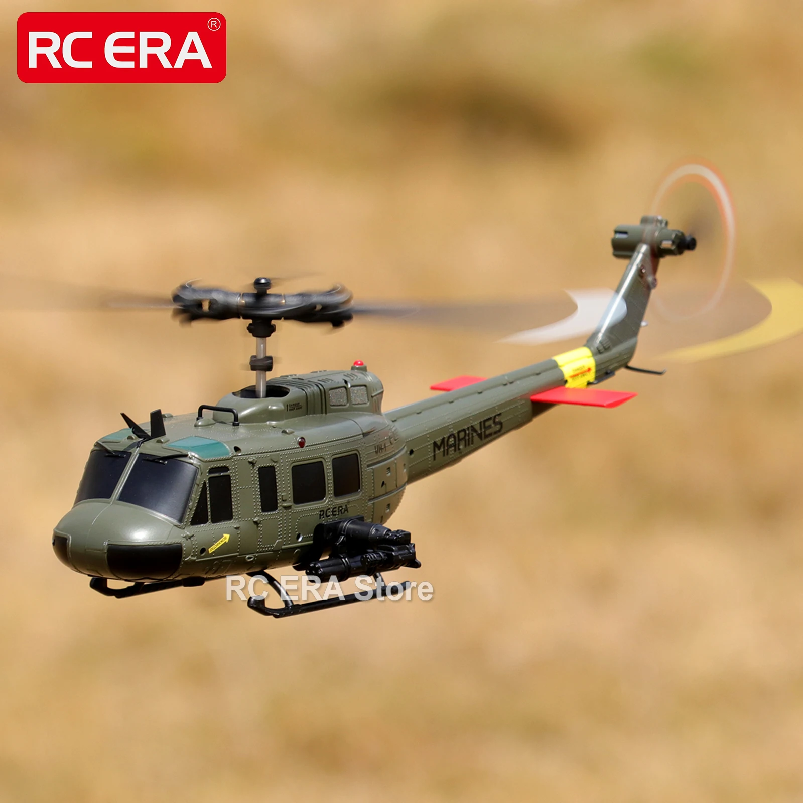 UH1 Huey Weathered Marine RC Helicopter – 6CH Remote Control Aircraft with Optical Flow, TOF Sensor & Auto Stabilization for Hobbyists 5