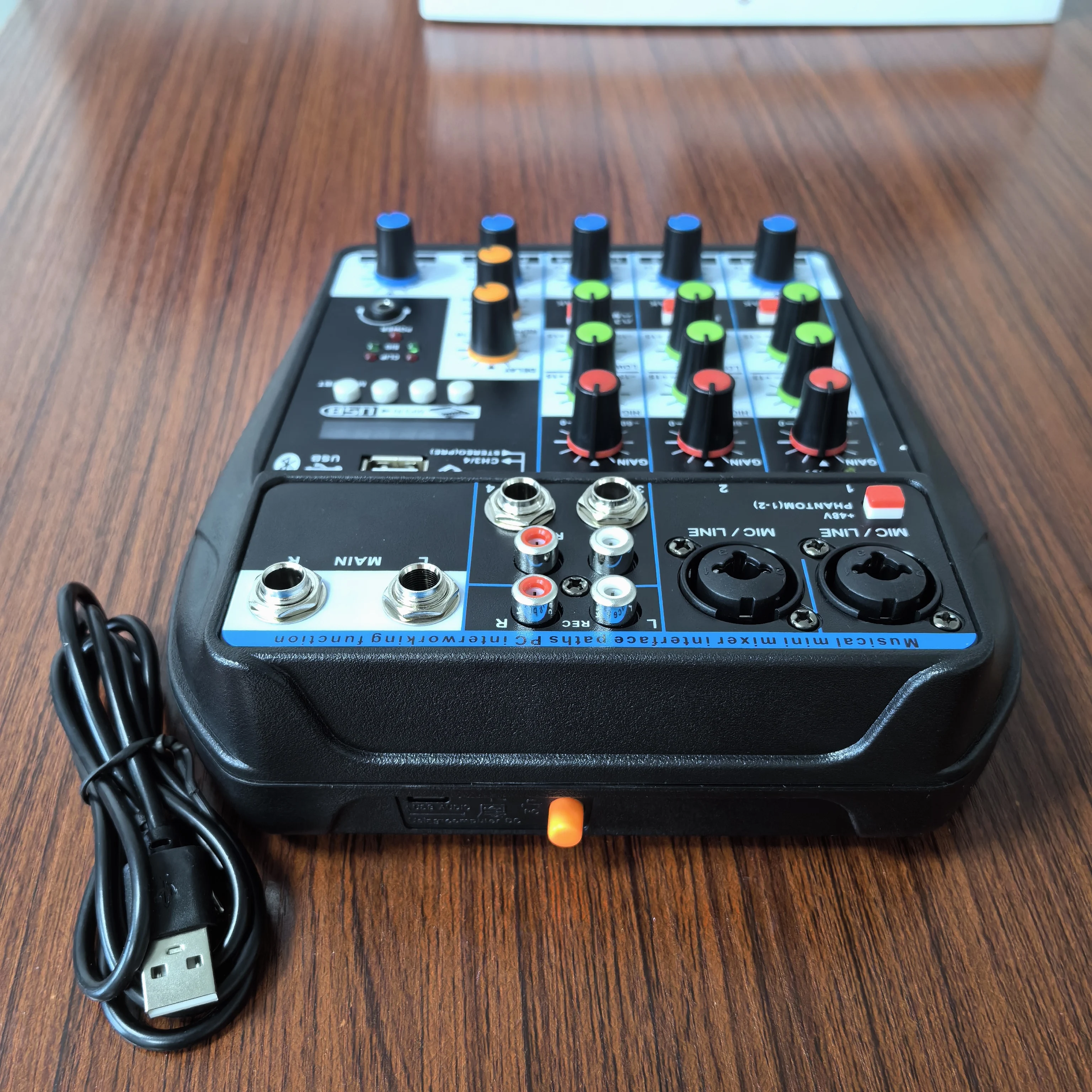 믹서 콘솔 K4 4 채널 오디오 믹서 DJ Bluetooth USB MP3 녹음 가라오케 PC 모바일 모노 스테레오