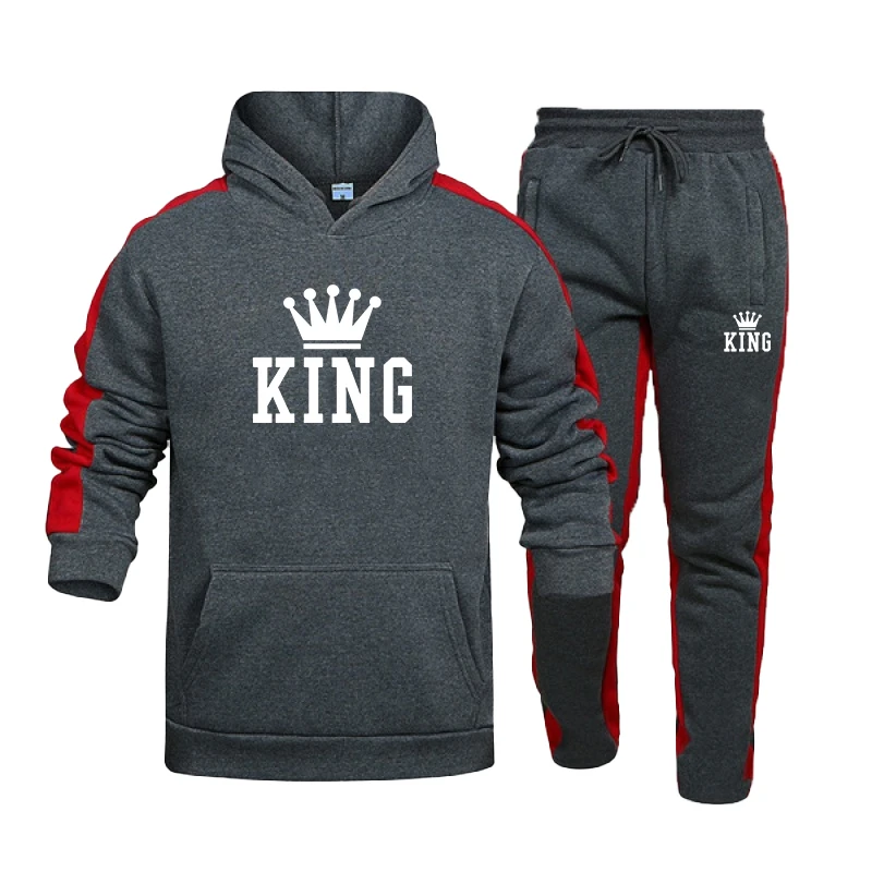 2023 Trendy Men's Striped Hoodie Pants 2-Piece Printed Sweatshirt Sweatpants Men's Fitness Top Pants Jogging Sportswear