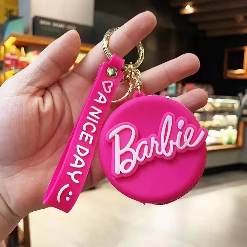 Pink Fashion Cute Barbie Letter Coin Purse Keychain A Nice Day Bow Storage of Pendant Small Change Toys for Girls Accessories