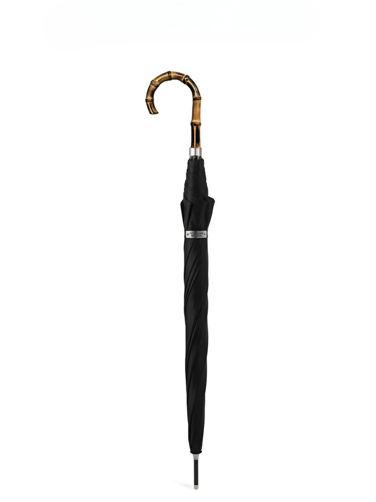 

Foxrain British retro gentleman noble umbrella bamboo curved handle long handle straight umbrella luxury Haute Couture logo